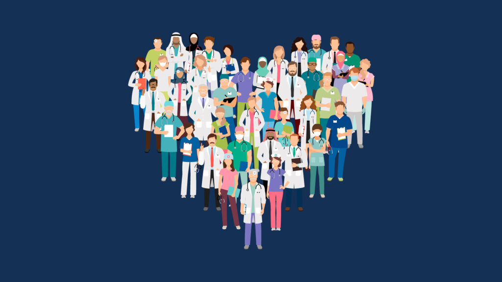 medical people making a heart shape