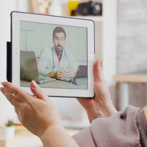 telehealth doctor on a tablet